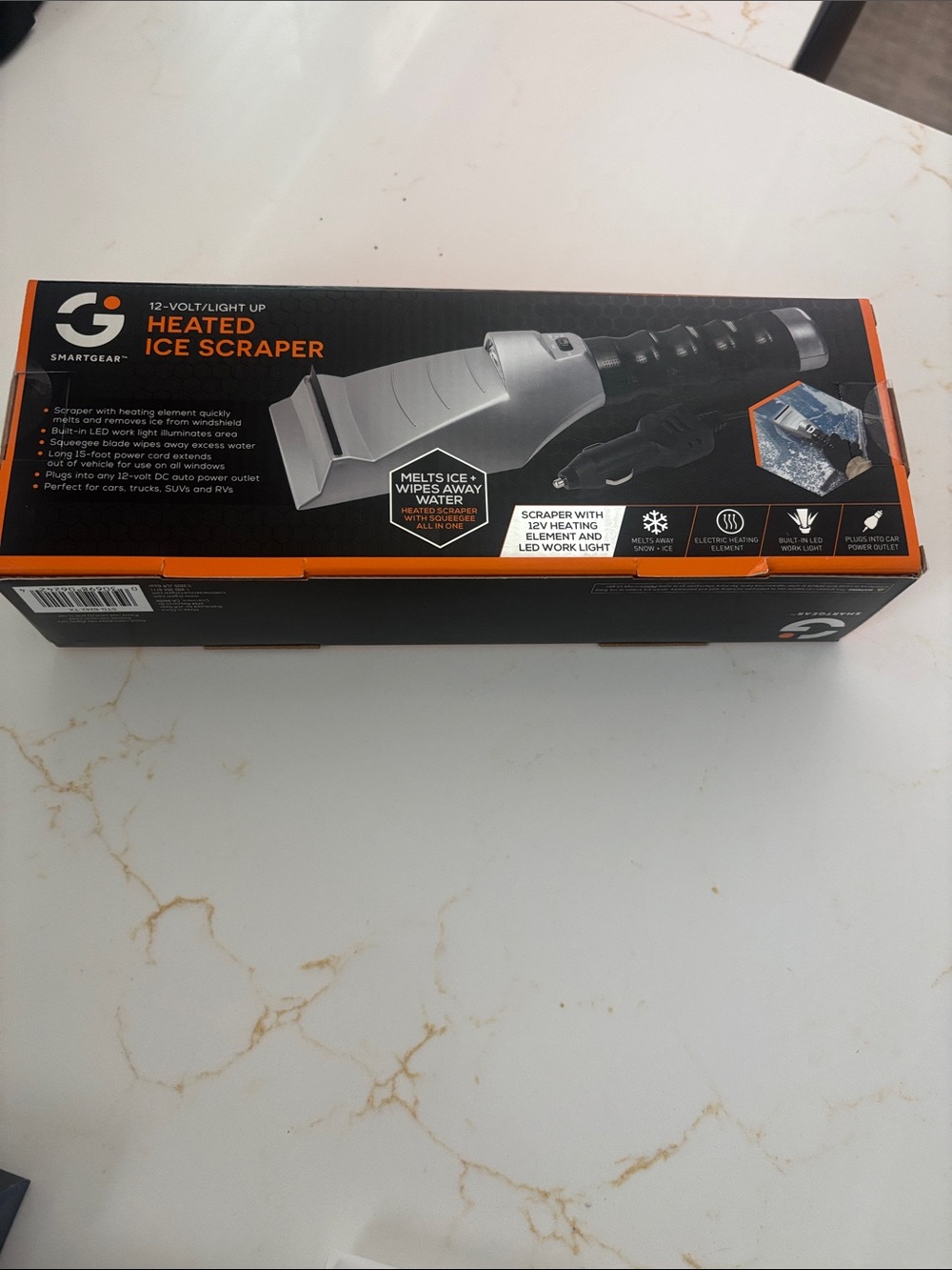 SmartGear Heated Ice Scraper - Black & Orange